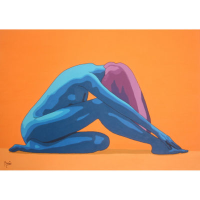 "Femme bleue aux cheveux violets"