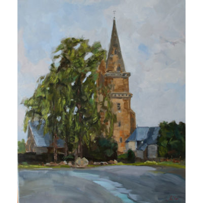 "Brélévenez, vue du clocher de l'église de la Trinité"