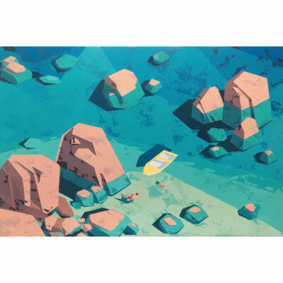 "Série paysages graphiques "La baignade"