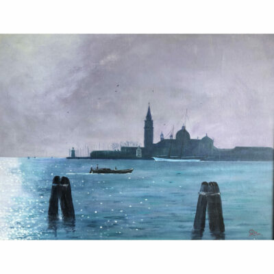 "Venise  La goelette "America" devant San Giorgio Maggiore "