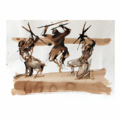"Encre-La danse des moissons, danseurs turcs"