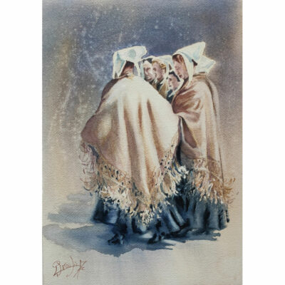 "Six danseuses trégoroises aux châles écrus"
