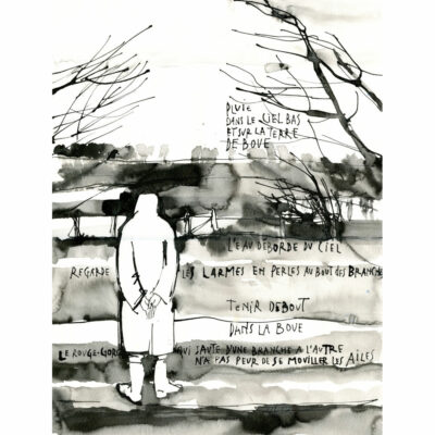 "Encre-Pluie dans le ciel bas"