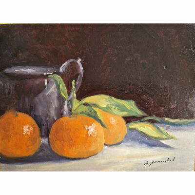 "Clémentines et pot en bronze"