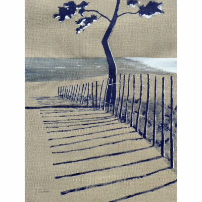 "Ganivelles - lin bleu outremer"