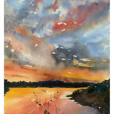 "Ciel du soir sur la rivière du Bono"