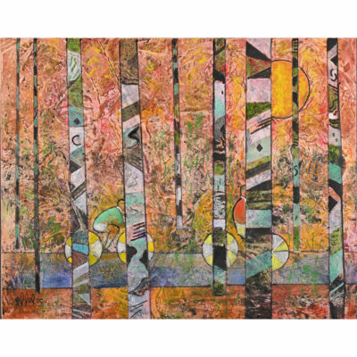 "2 cyclistes dans la forêt "