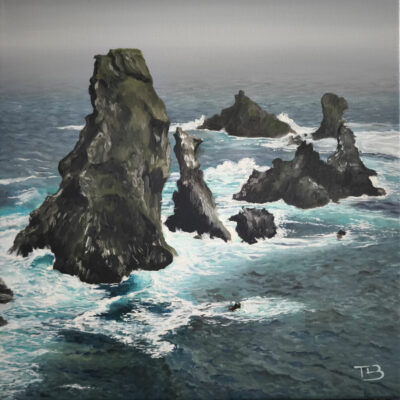 "Les Aiguilles de Port Coton dans la brume"