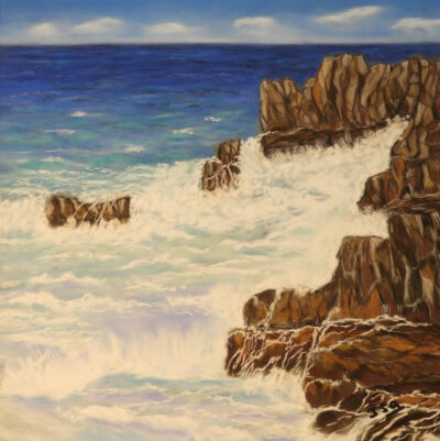 "Le bruit des vagues sur les rochers"
