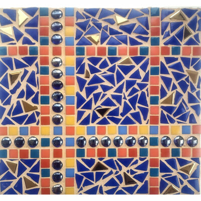 "Verticales multicolores & diagonales bleu cobalt"