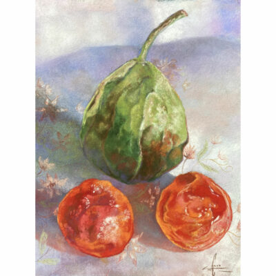 "Poire et cerises confites"